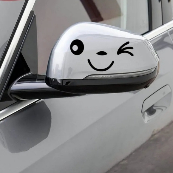 Auto Side Mirrors Wink Smiley Face Decals - Picture 6 of 7